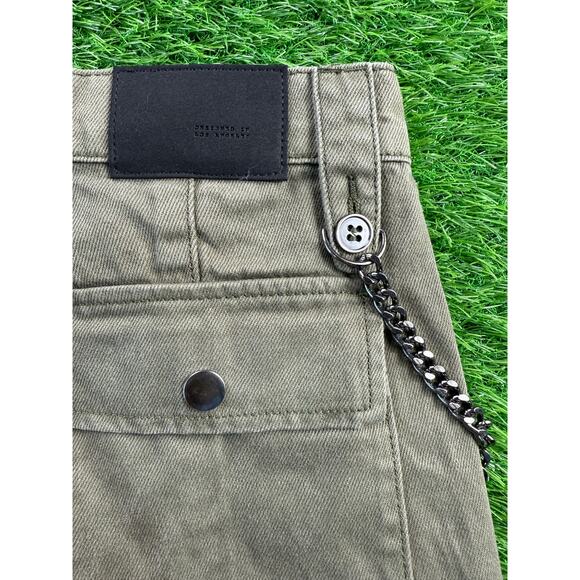 Forever 21 Mens 31 Slim Wallet Chain Cargo Pants Olive Twill Streetwear Casual - Picture 4 of 12